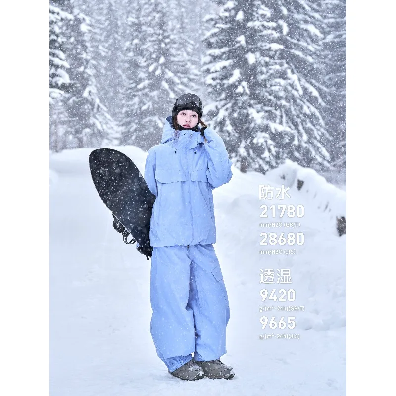 Unisex 3L Snowboard Jacket Relaxed Fit, Waterproof Breathable Insulated Ski Coat for Men Women Winter