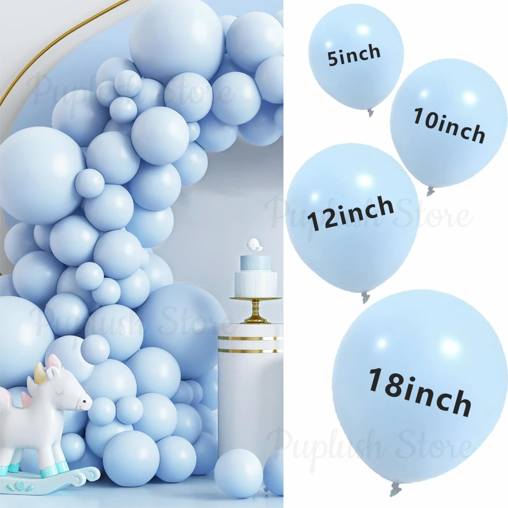 Kit de ballons bleu Pastel, 100 pièces, 5/10/12/18 pouces, guirlande en arc de ballons bleu macaron, décorations pour mariage, réception-cadeau pour bébé, fête d'anniversaire
