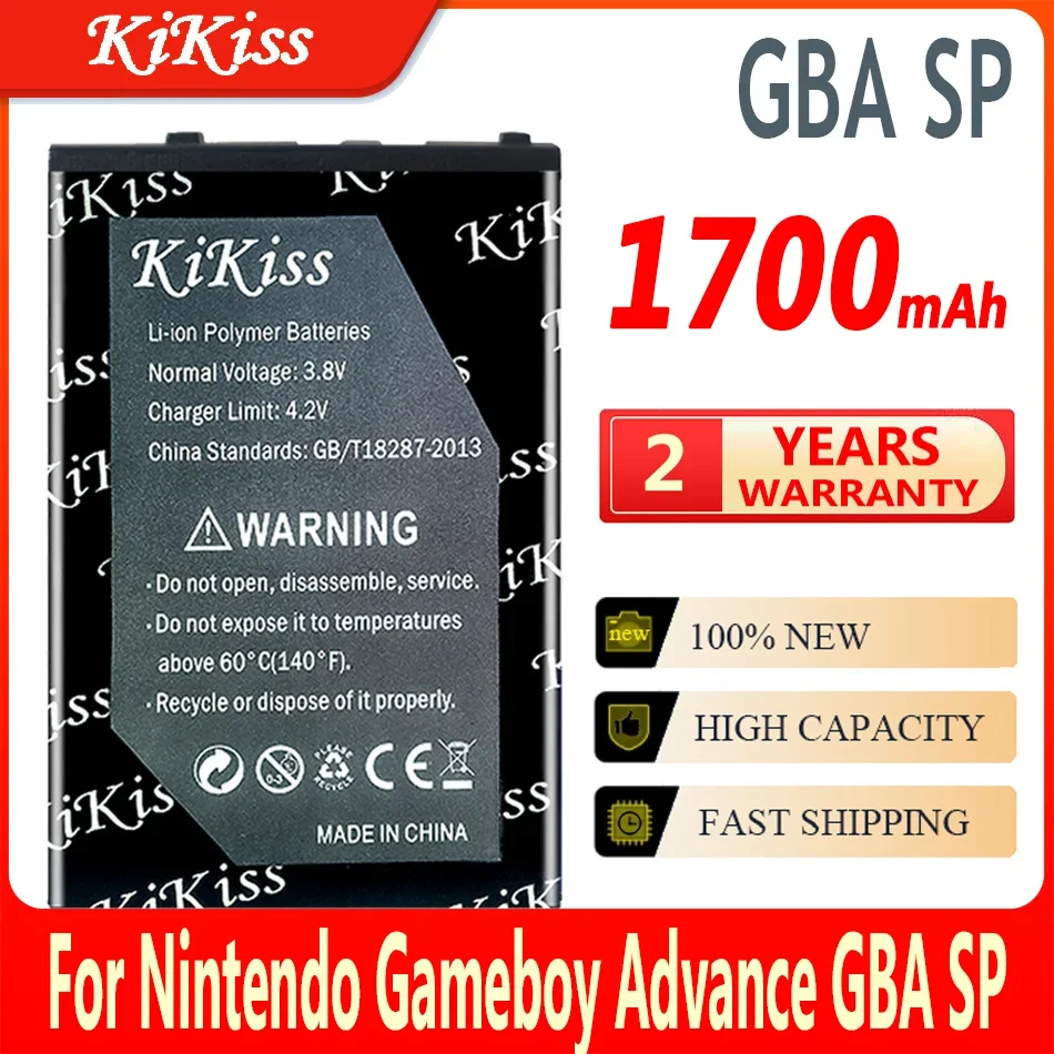 KiKiss 1700mAh Top Battery for Nintendo GBA SP/Gameboy Advance GBA SP/Game Boy Advance SP (GBA)/GBASP Batteries