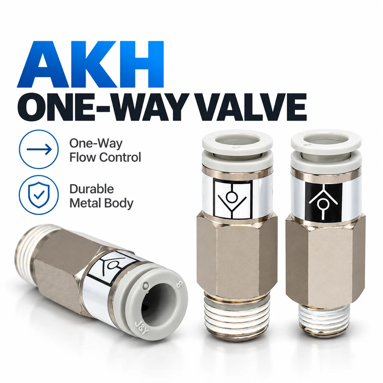 AIRSLG AKH One Way Check Valve Pneumatic Push In Fitting Air Tube Quick Connector Male Thread Flow Control Valve