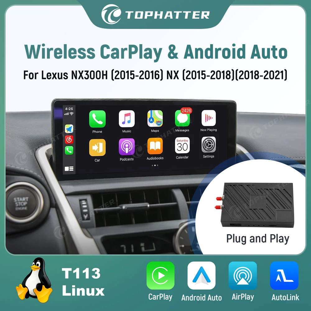 

Decoder Box for Wireless CarPlay Android Auto Adapter For Lexus NX300H (2015-2016) NX (2015-2018) (2018-2021) Linux