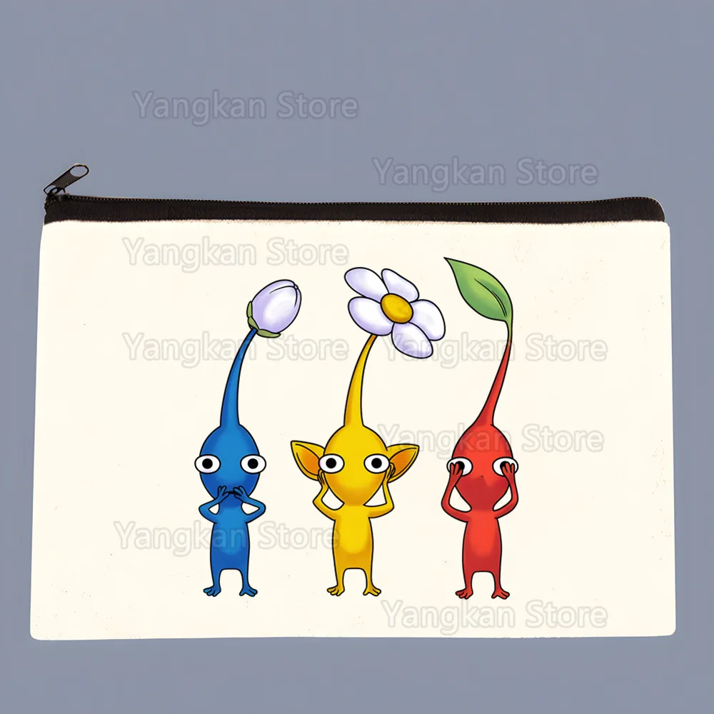 Pikmin Canvas Card Coin Purse Female Cute Simple Coin Mini Zipper Bag