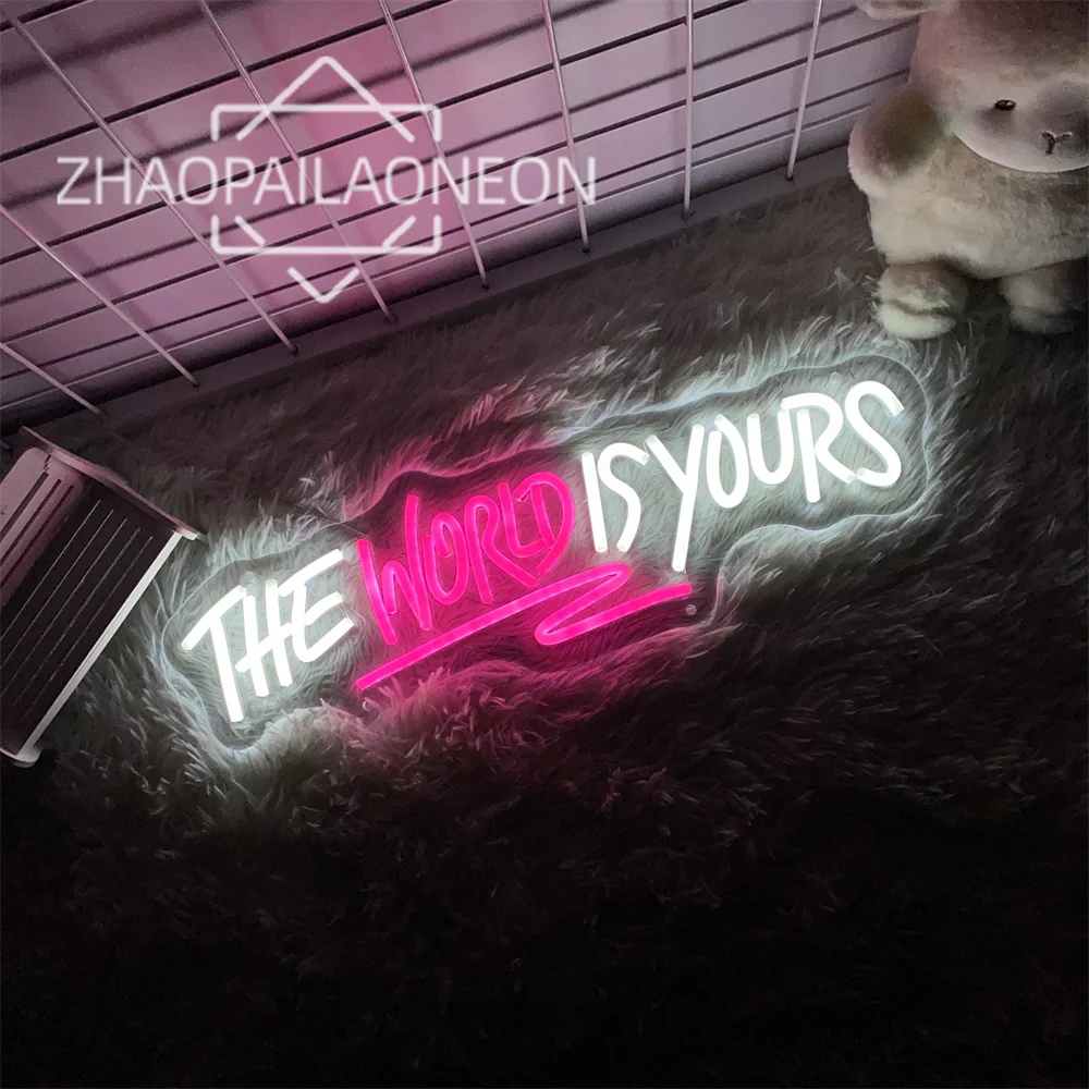 the world is yours neon sign light wall art decoracao quarto sala de jogos party decor lampada led usb presentes 01