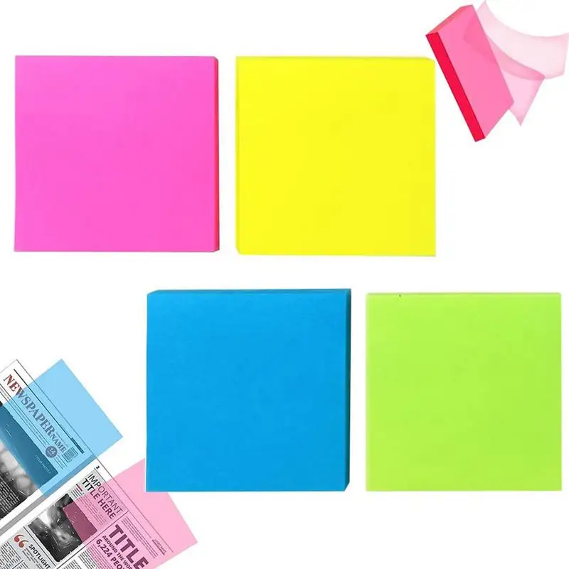 50Sheets Transparent Sticky Notes Waterproof Colorful Clear Memo Pad Posted It Self Adhesive Memo Message Reminder Office School