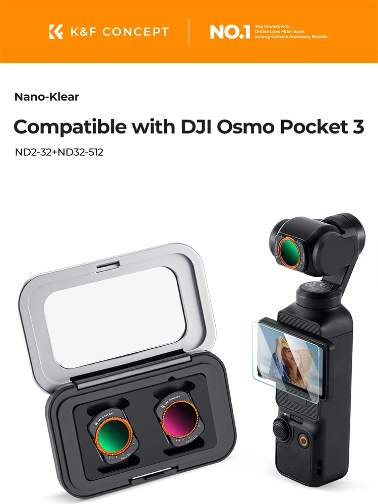 Filtr ND z regulacją przysłony K&F Concept ND2-32 & ND32-512 do DJI Osmo Pocket 3 /4, 18-warstwowy, powlekany, magnetyczny, szybki montaż, filtr Ultra HD — zdjęcie produktu 7