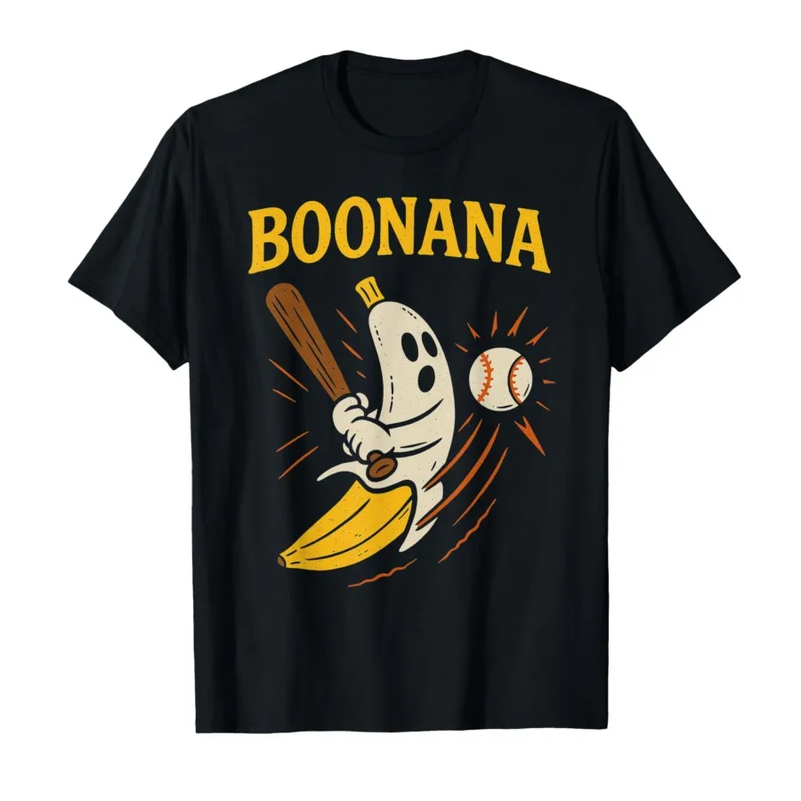 

Boonana Baseball Funny Halloween Ghost Spooky Banana Costume T-shirt For Men Women 100% Cotton T Shirts Short Sleeve Tops 1008-1