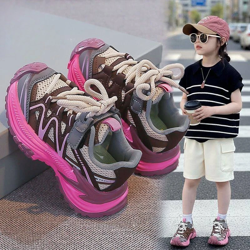 

2026 New Spring & Autumn Girls Sports Shoes Fashion Mesh Breathable Kids Running Sneakers Lightweight Casual Shoes for Children