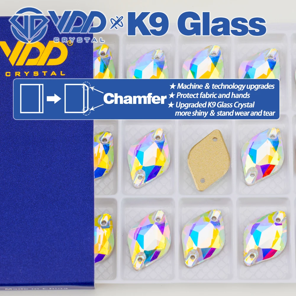 VDD S255 Kristall AB Zitrone K9 Glas Aufnähbare Strasssteine Hochwertige AAAAA Kristall Flache Rückseite zum Aufnähen – Detail 2