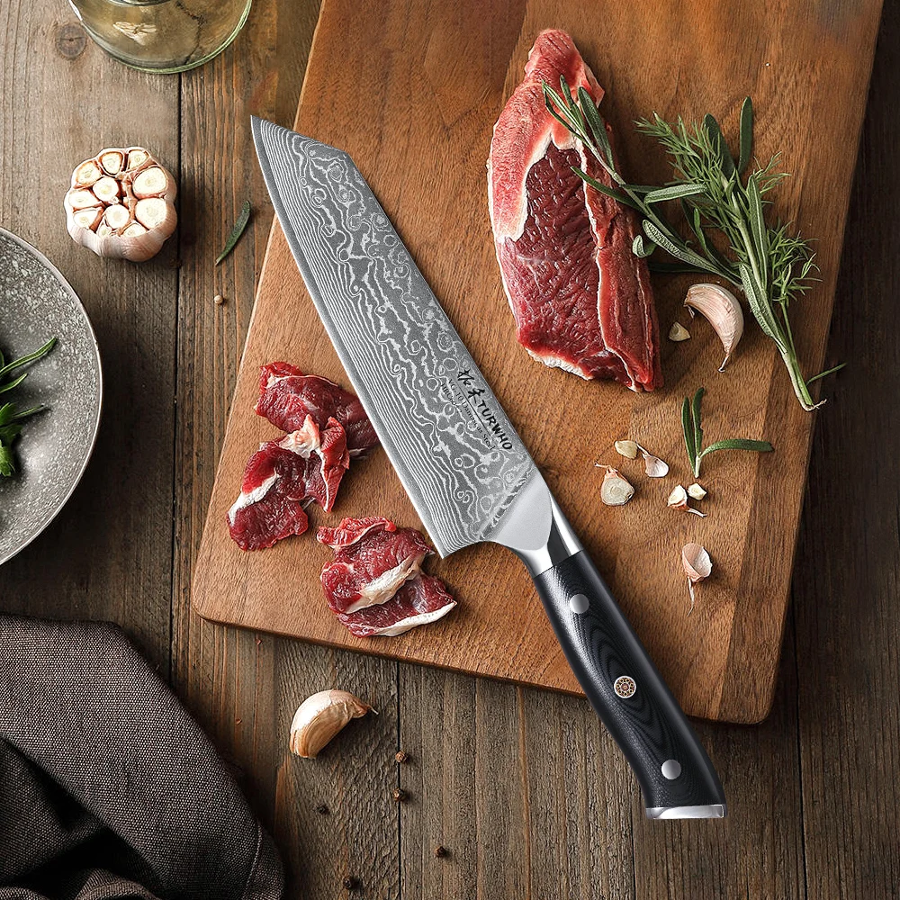 TURWHO 6-inch Japanese Style Bunka Chef Knife 67 Layer Damascus Steel Slicer Meat Cleaver Utility Professional Kitchen Knives