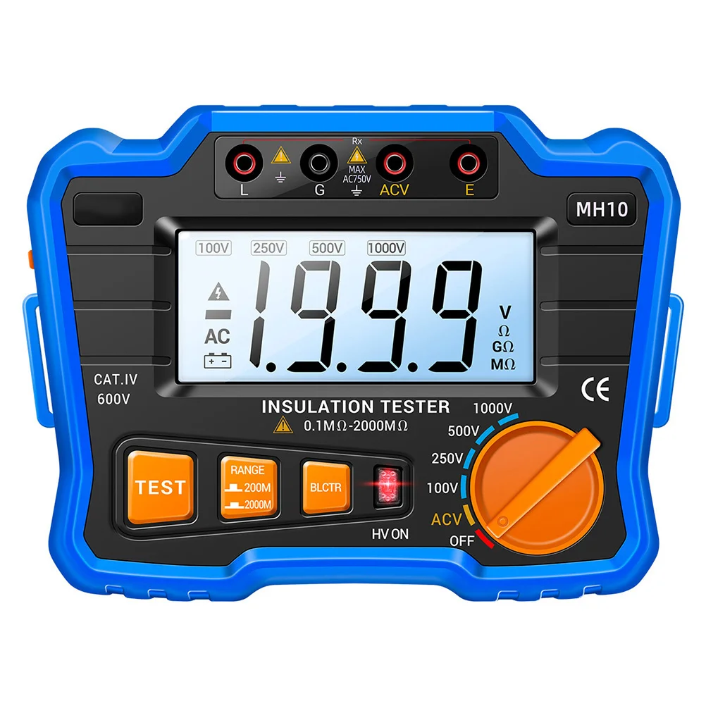 

1 Set Digital Insulation Resistance Tester Lcd Backlight Megohm Meter Electronic High Voltage Test Instrument For Generator