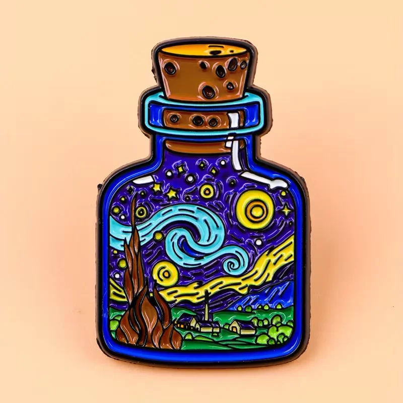 Van Gogh Starry Night Enamel Pin - Artistic Lapel Brooch & Backpack Accessory