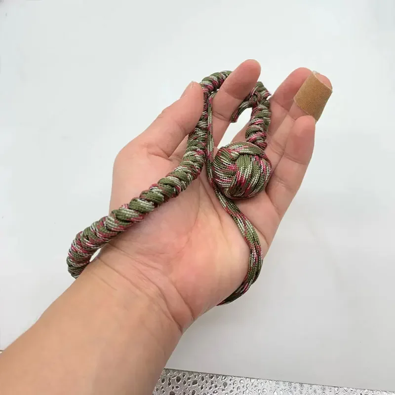 Pulsera de látigo de puño de mono DIY, cuerda de autodefensa EDC para exteriores, bola de acero, rompeventanas rotas, herramientas de llavero de