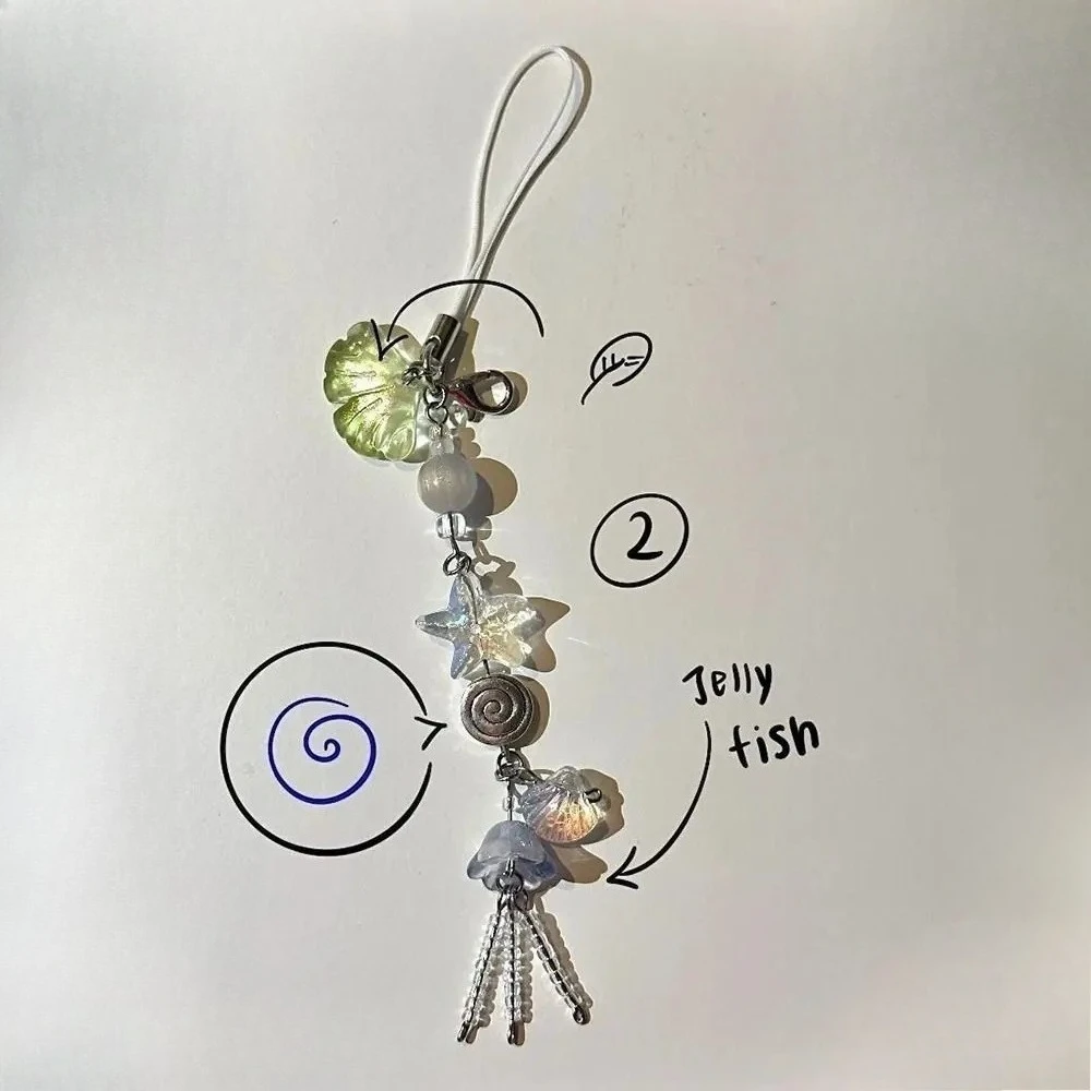 1 قطعة جديد الصيف المحيط نمط الهاتف سحر حزام امرأة حقيبة صدف هلام الأسماك مفتاح حزام الحبل فتاة لطيف المفاتيح Keycord