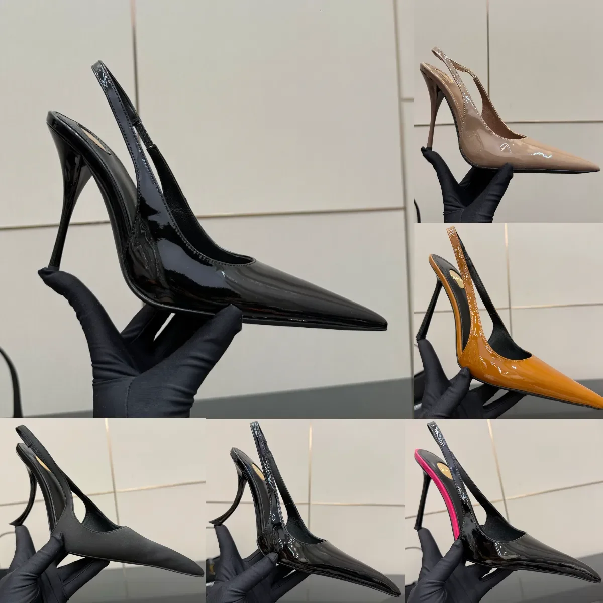 

Туфли-лодочки на каблуке-рюмочке с ремешком сзади, с мягкой подкладкой, вечерние, с острым носком, женские, на каблуке, люксовые дизайнерские туфли для торжественных случаев