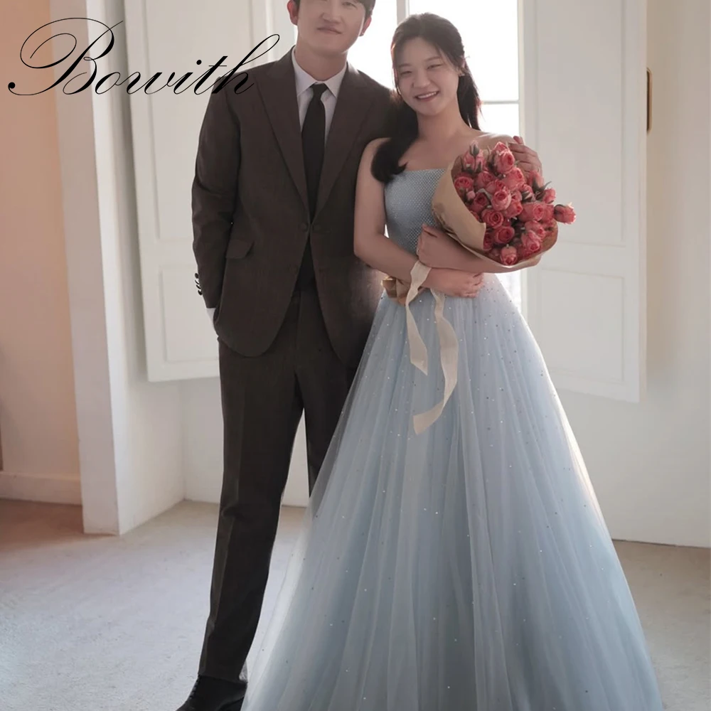 

Bowith синие блестящие тюлевые свадебные платья без бретелек свадебное платье трапециевидной формы на заказ свадебные платья для фотосессии для невесты