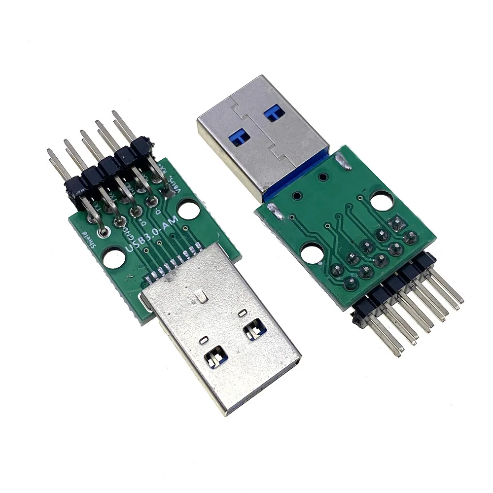 USB 3.0 male adapter board Straight/Bent needle DIY 2.54 in-line soldered 9-pin male interface 3.0 male high-speed transmission