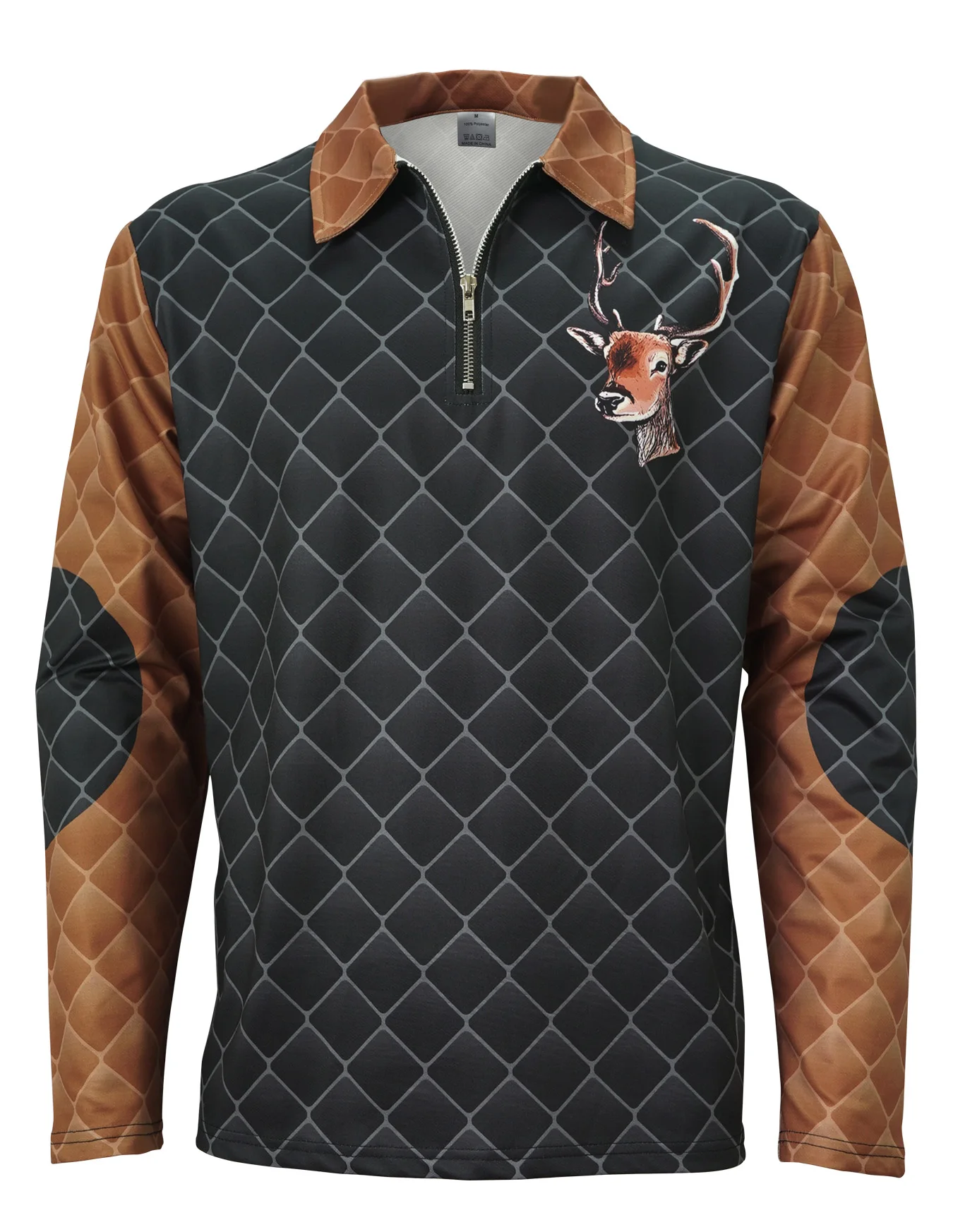 كنزات مطبوعة غير رسمية برأس غزال مخصصة للخريف والشتاء للرجال نصف سحاب مناسبة أيضًا للأنشطة الخارجية