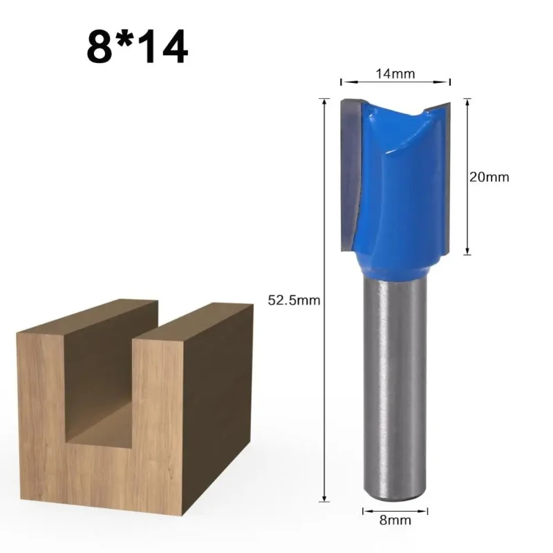 

8mm Shank Straight Woodworking Router Bit Set Carpenter Milling Cutter 6/8/10/12/14/18/20mm Cutting Diameter