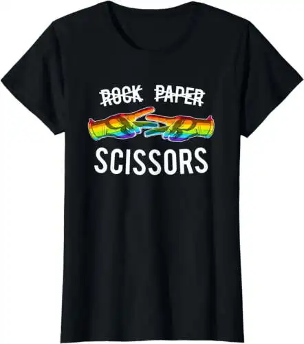 Rock Paper Scissors Lesbian Pride Rainbow LGBT Gift T-Shirt