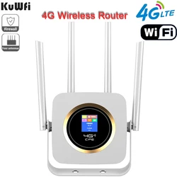 KuWFi-4G LTE roteador wifi sem fio, modem de alta velocidade, hotspot móvel, cartão sim, built-in 3000mAh bateria, 300Mbps