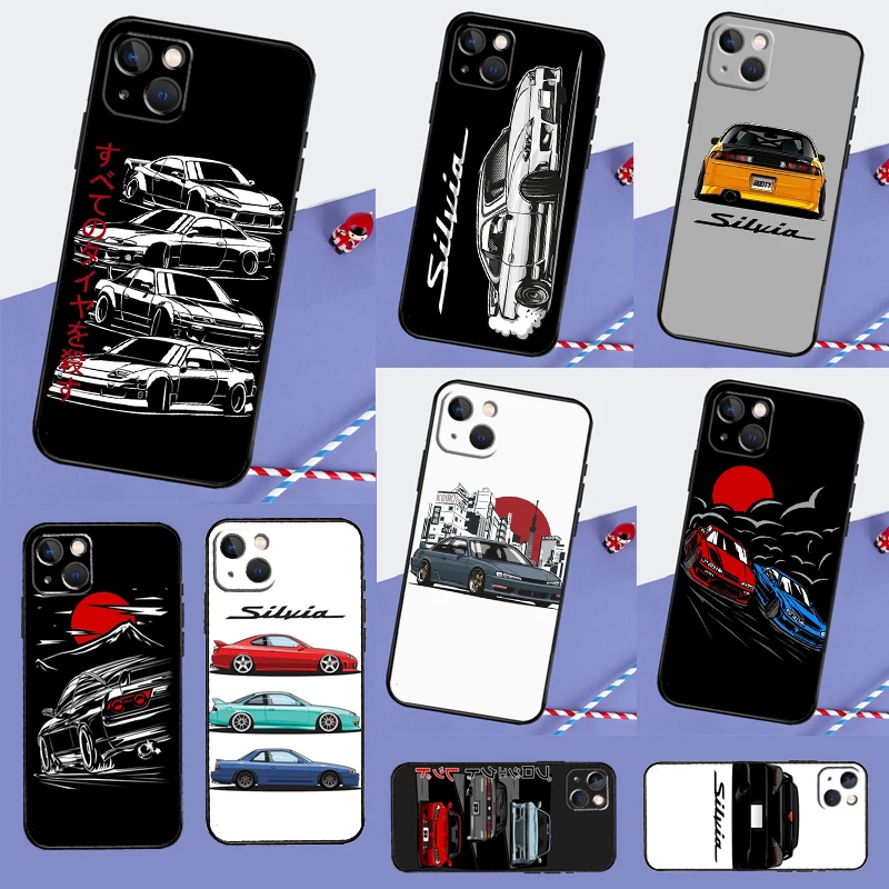 Silvia S13 S14 S15 Car For iPhone 16 15 14 Pro Max Phone Case For iPhone 16 15 13 11 12 Pro Max Mini 7 8 Plus XS X XR Cover