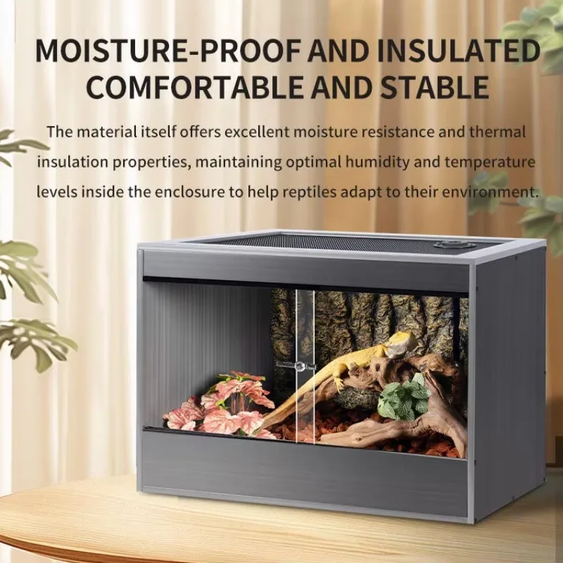 

PVC Reptile Enclosure Terrarium/Tank with Heavy-Duty Screen Top Glass Sliding Doors &Lock for Bearded Dragons Ball Python Geckos