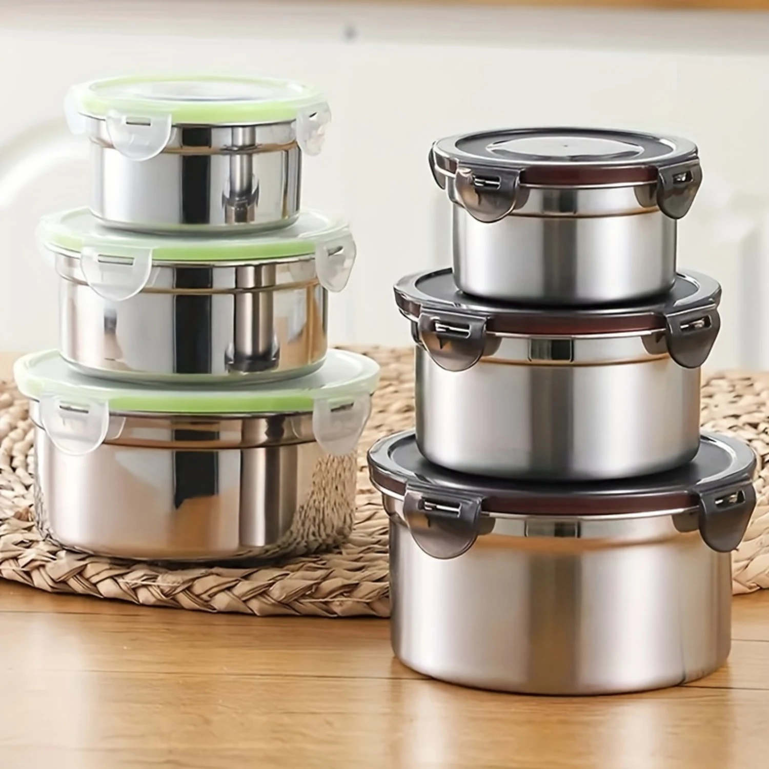 3pcs/set Stainless Steel Food  Containers With Lids, Salad Dressing Food Grade Salad Snack Containers For Adults, Leakproof And 