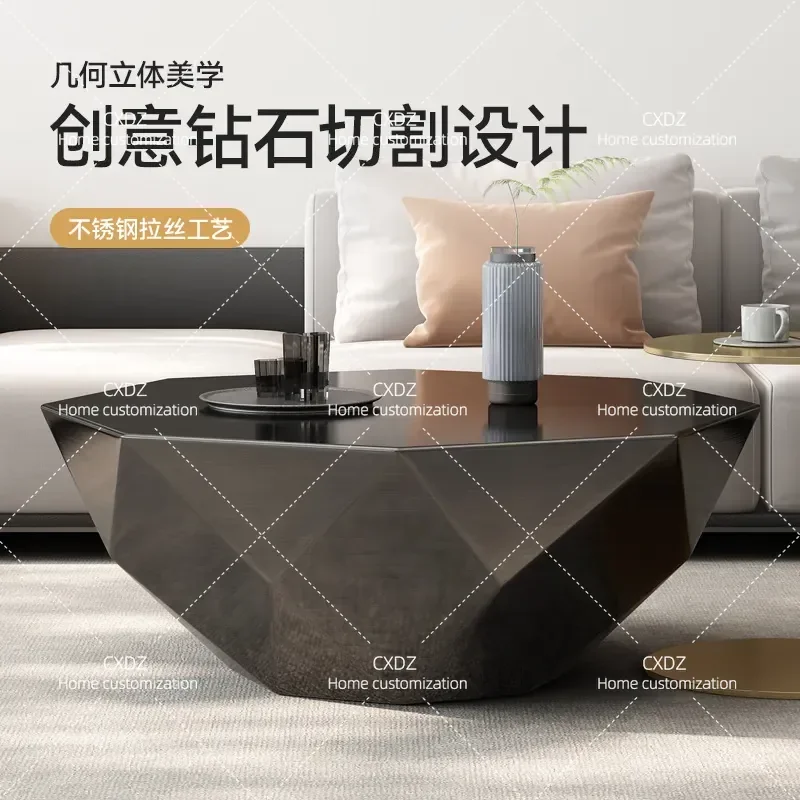 Diamond Coffee Table Modern Minimalist Unique Shape Light Luxury Living Room Home Furniture High End Simple Design