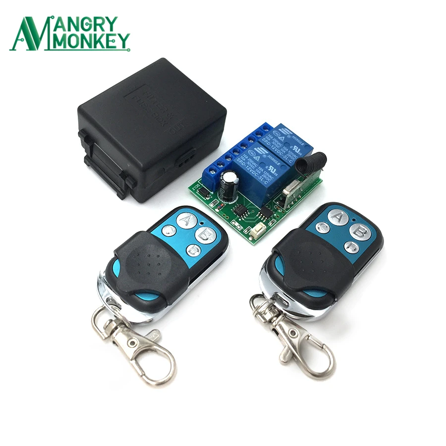 433Mhz Universal Wireless Remote Control Switch DC 12V 2CH relay Receiver Module and 2 pieces Transmitter 433Mhz Remote Controls