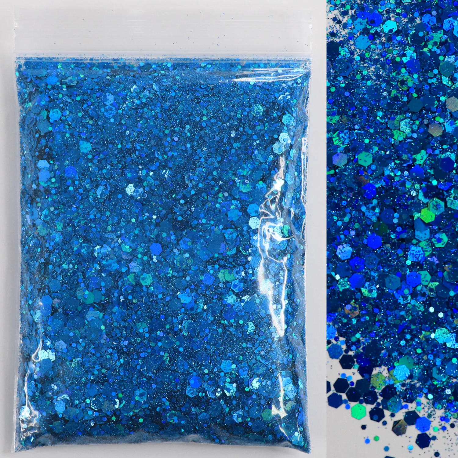 Paillettes holographiques en forme de sirène pour Nail Art, 10 g/sac, mélange de tailles, épaisse, hexagonale, Laser, paillettes brillantes pour manucure, flocons de décoration