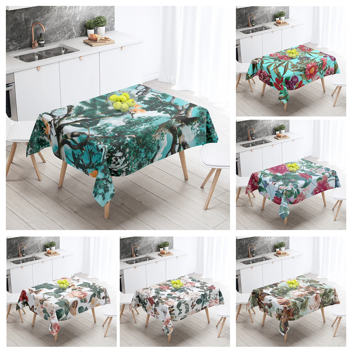 Home tablecloths dining decoration and rectangular table accessories waterproof cloth Anti-stain restaurant Nordic plant flower