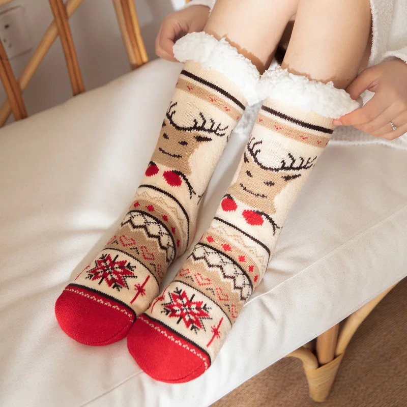 

Winter Christmas Socks, Floor Socks, Snow Sock, Month Children's Plush Coral Sock, Home Sleep Sock, Carpet Socks, Leg Covers