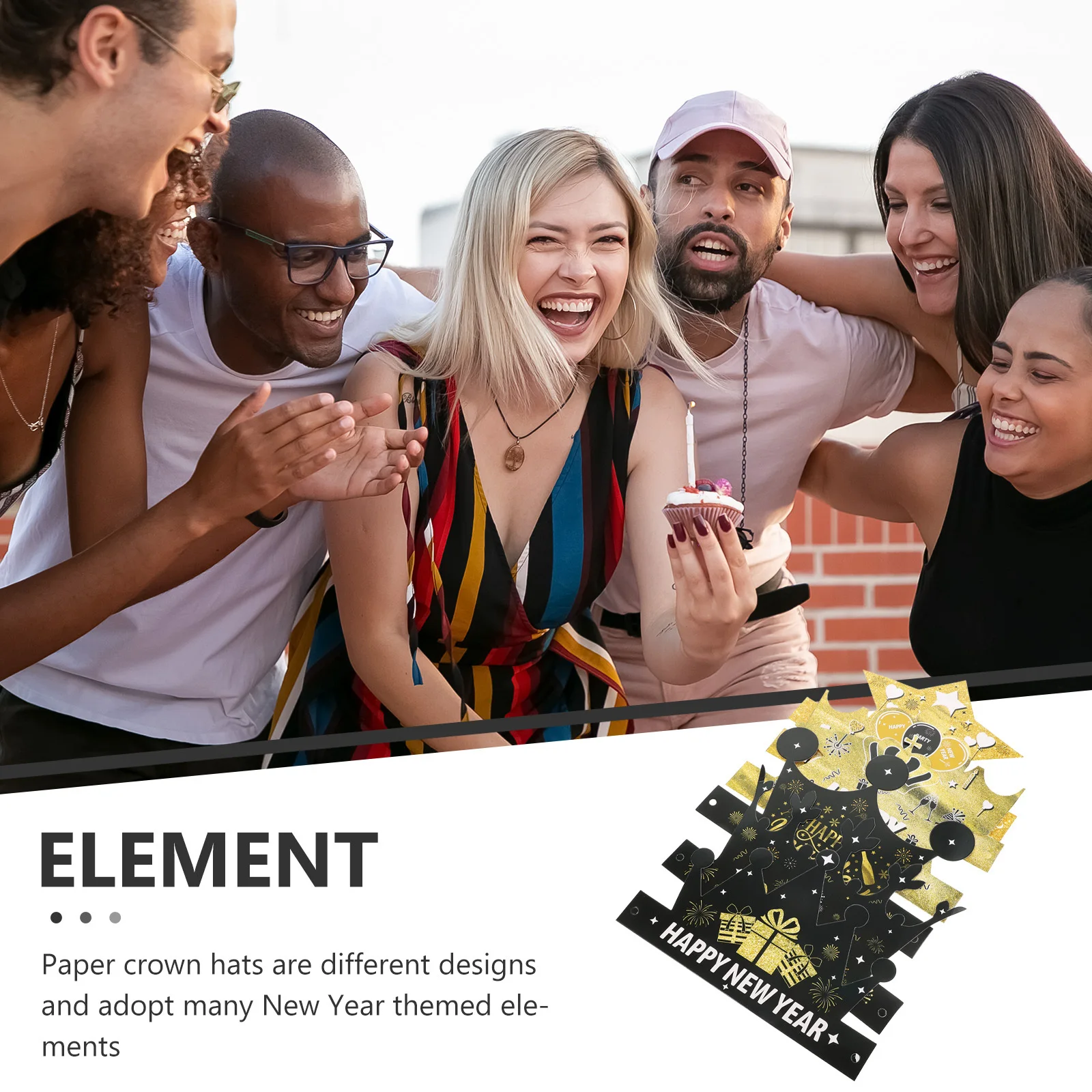 

6Pcs New Year Party Paper Crown Hats Bright Colorful 2024 Photo Booth Props for New Years Eve Celebration Photo Paper Hat Props