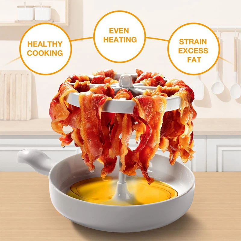 BAAG-Microwave Bacon Cooker Quick Cooking Bacon Rack Grease Collector Kitchen Gadget
