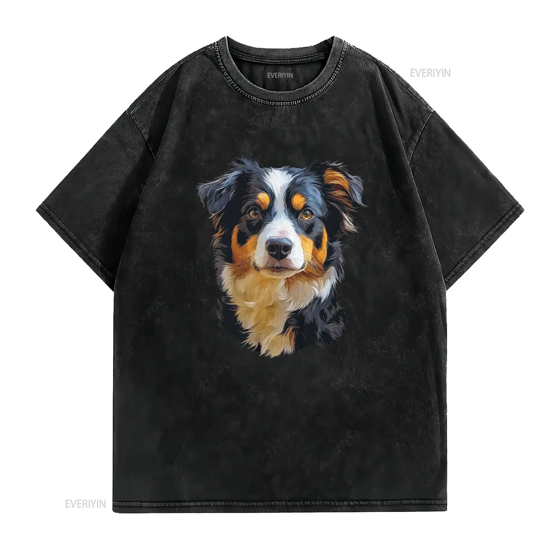 T shirt da uomo con cane pastore australiano 100 morbida e traspirante vestibilità comoda girocollo stampa artistica vintage