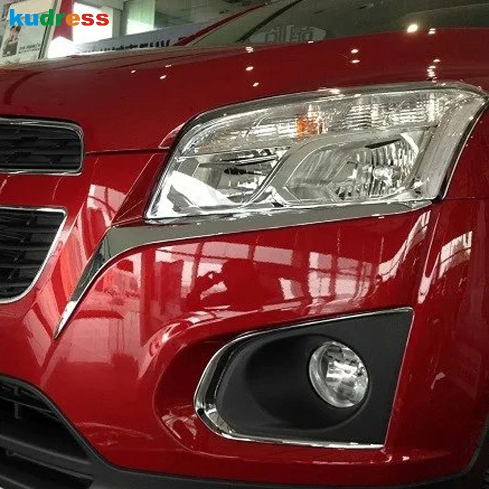 For Chevrolet Trax 2014 2015 2016 Chrome Front Headlight Eyebrow Cover Trim Head Light Lamp Eyelid Strip Car Accessories