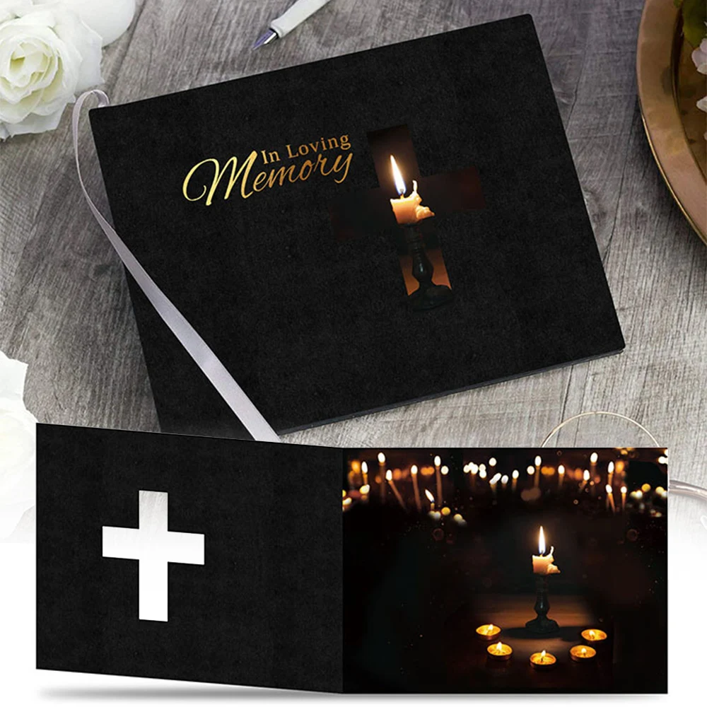 Livro Comemorativo para Festa Funeral com Caneta, Livro Preto para Convidados, Álbum de Fotos da Memória, Decoração para o Dia dos Mortos, Presente