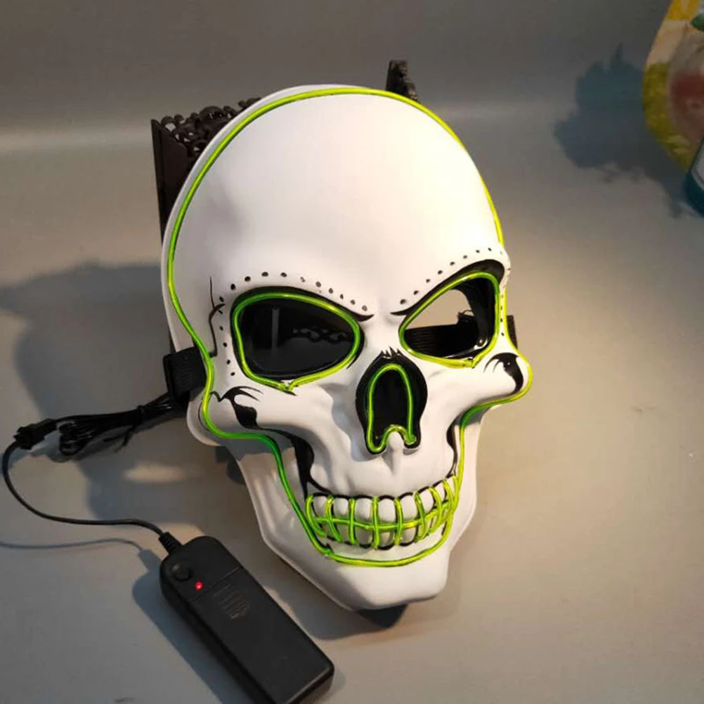 

LED Glowing Mask Luminous Halloween Cosplay Scary Ghost Head Costume Party Props Masks for Men Women Fits Comfortably