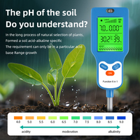 6 in 1 Soil Detector Soil Moisture pH Tester Temperature Humidity Sunlight Nutrient Fertility Meter For Potted Plant Farm Garden
