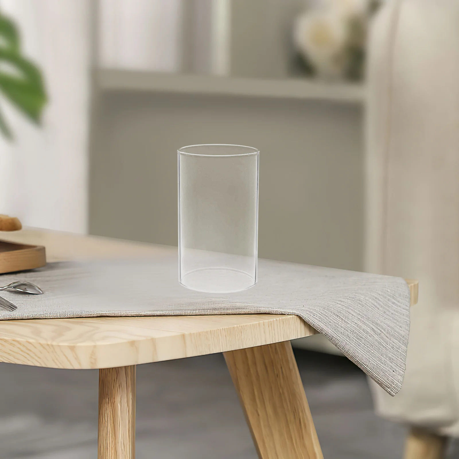 

Clear Glass Cylinder Shade Cover Creative Transparent Open Flame Dome for Pillar Holder Warm Romantic Home