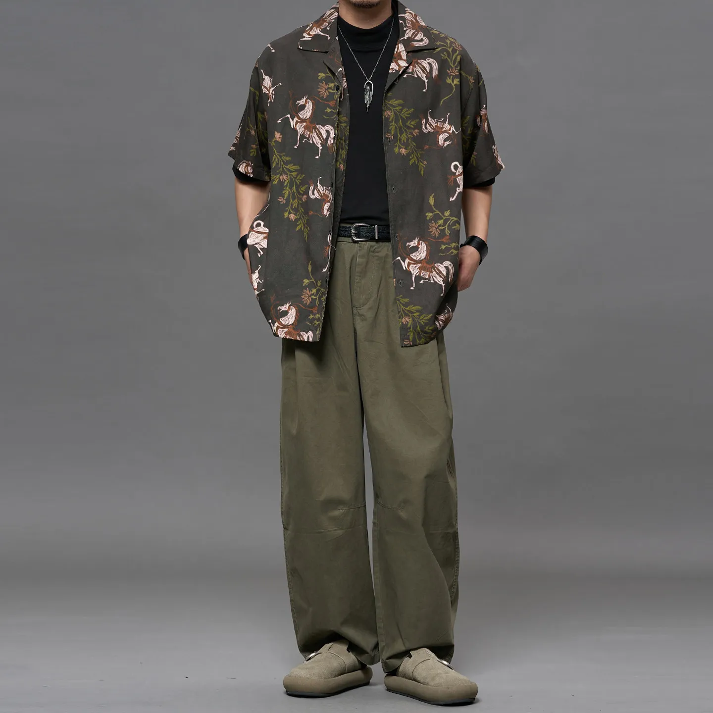 High Quality 2026 Spring and Summer Cotton Sense Tooling Japanese-Style Retro Matchet Pants Men's Loose Straight Wide Leg Pants