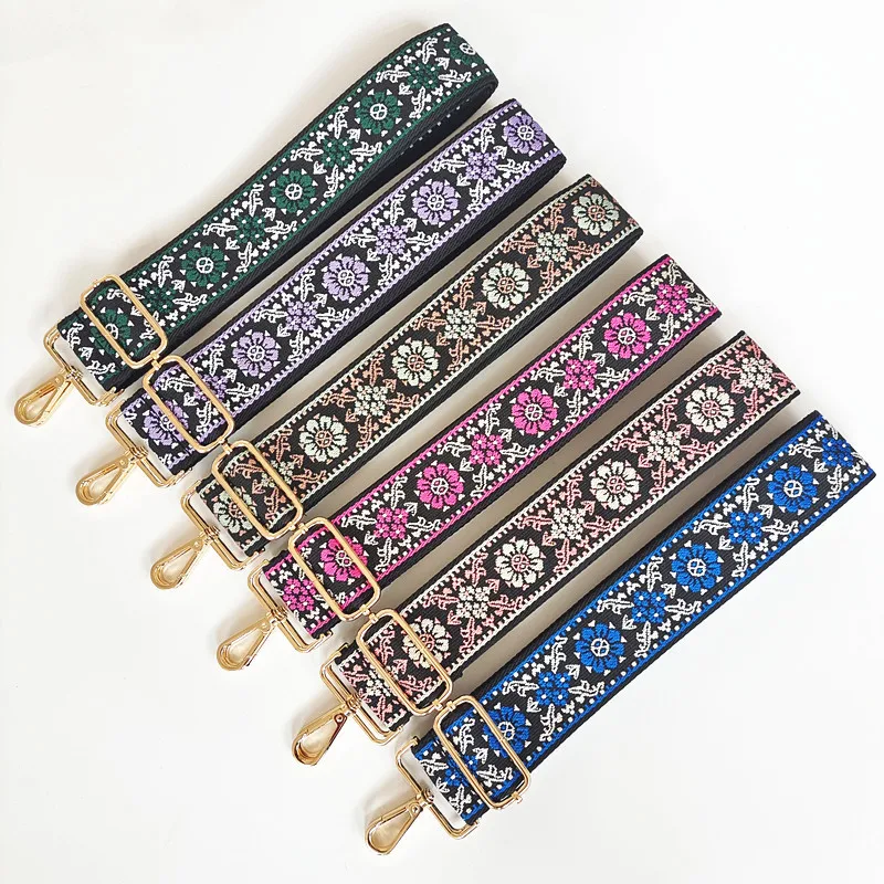 New Ethnic Pattern Women's Bag Webbing Bag Accessories Shoulder Strap Retro Pattern Backpack Single Shoulder Strap Versatile