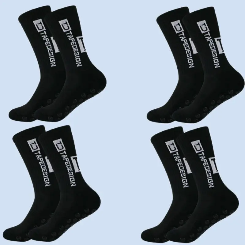 4 Pairs New Anti Slip Top Quality Men Football Socks With Mid Calf Anti Slip Football Sports Bike Sports Men's Casual Socks