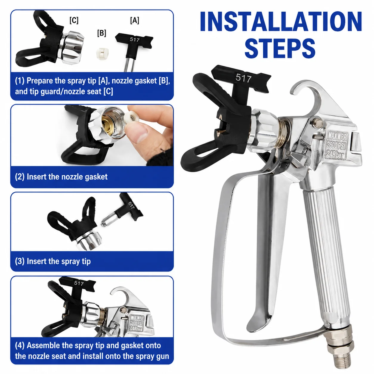 Reversible Airless Spray Tip,Airless Paint Gun Nozzles,Durable Reusable Design,Specially for Professional&DIY Painting image 6