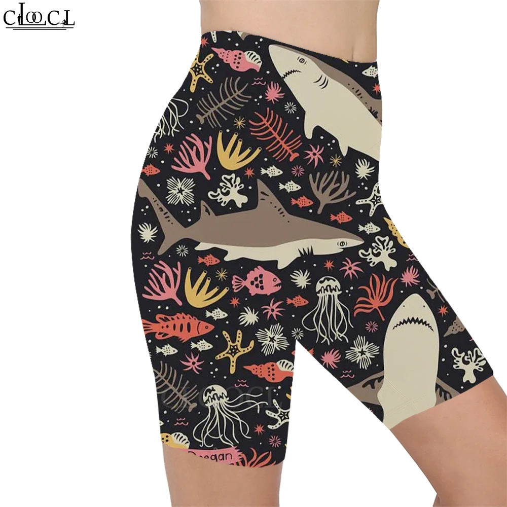 CLOOCL Moda Allenamento Donna Legging Big Shark Stampa Casual Donna Pantaloni sportivi da palestra sexy per donna