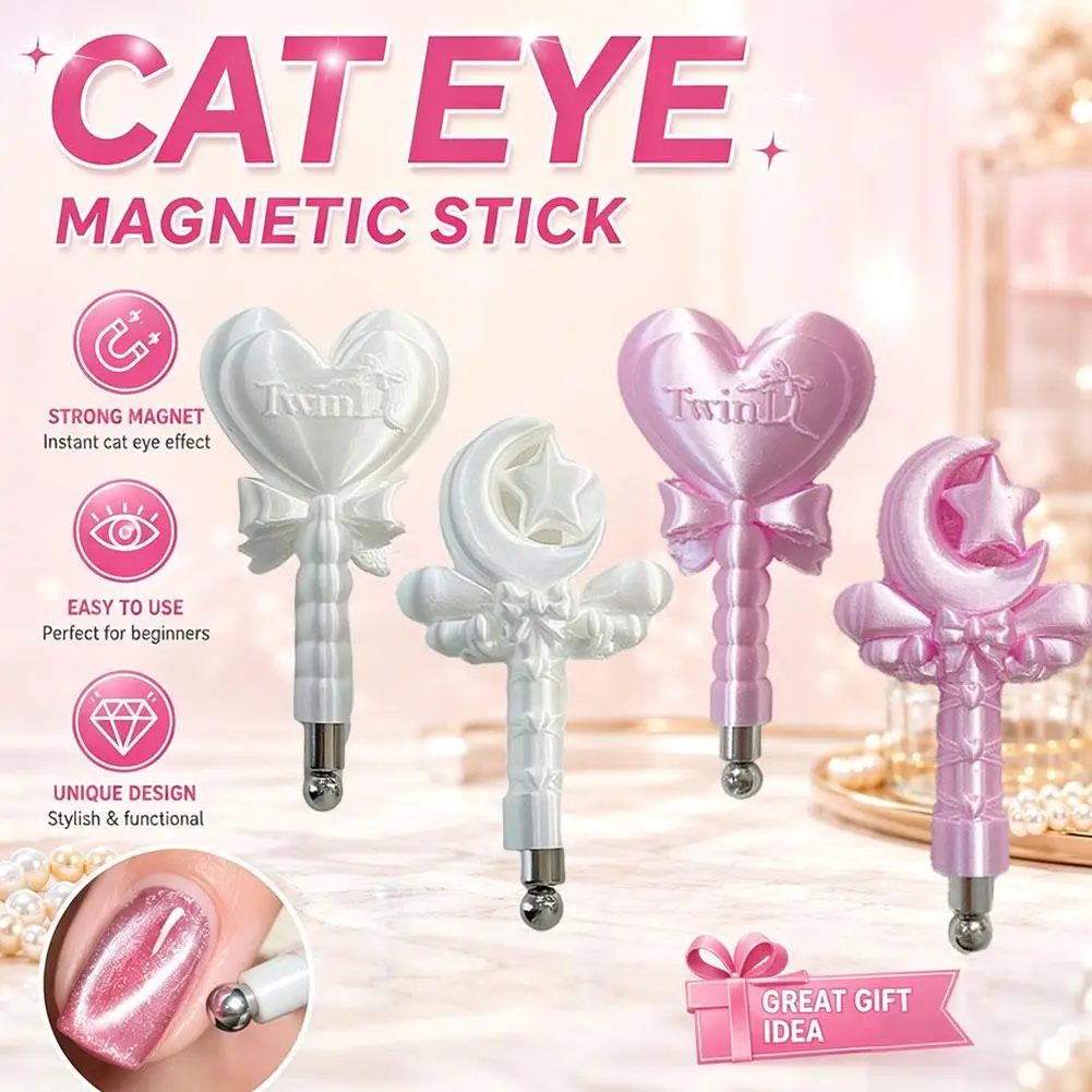Cute Magic Wand Cat Eye Nail Magnet Stick Heart Moon Star Strong Magnetic Wand for Cat Eye Gel Polish Nail Art Tool