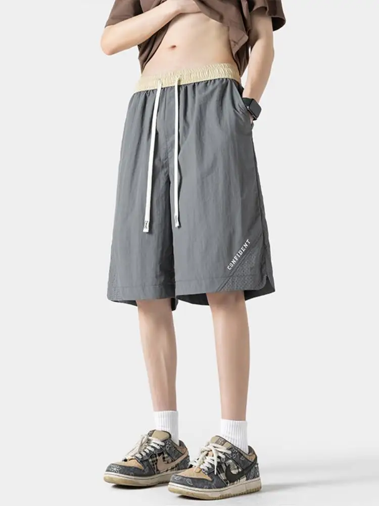 

Ice Silk Baskeall orts Men's Summer Thin Loose Fit Qui Dry Casual Spor Five Inch Pants Lightweight Comfortable orts