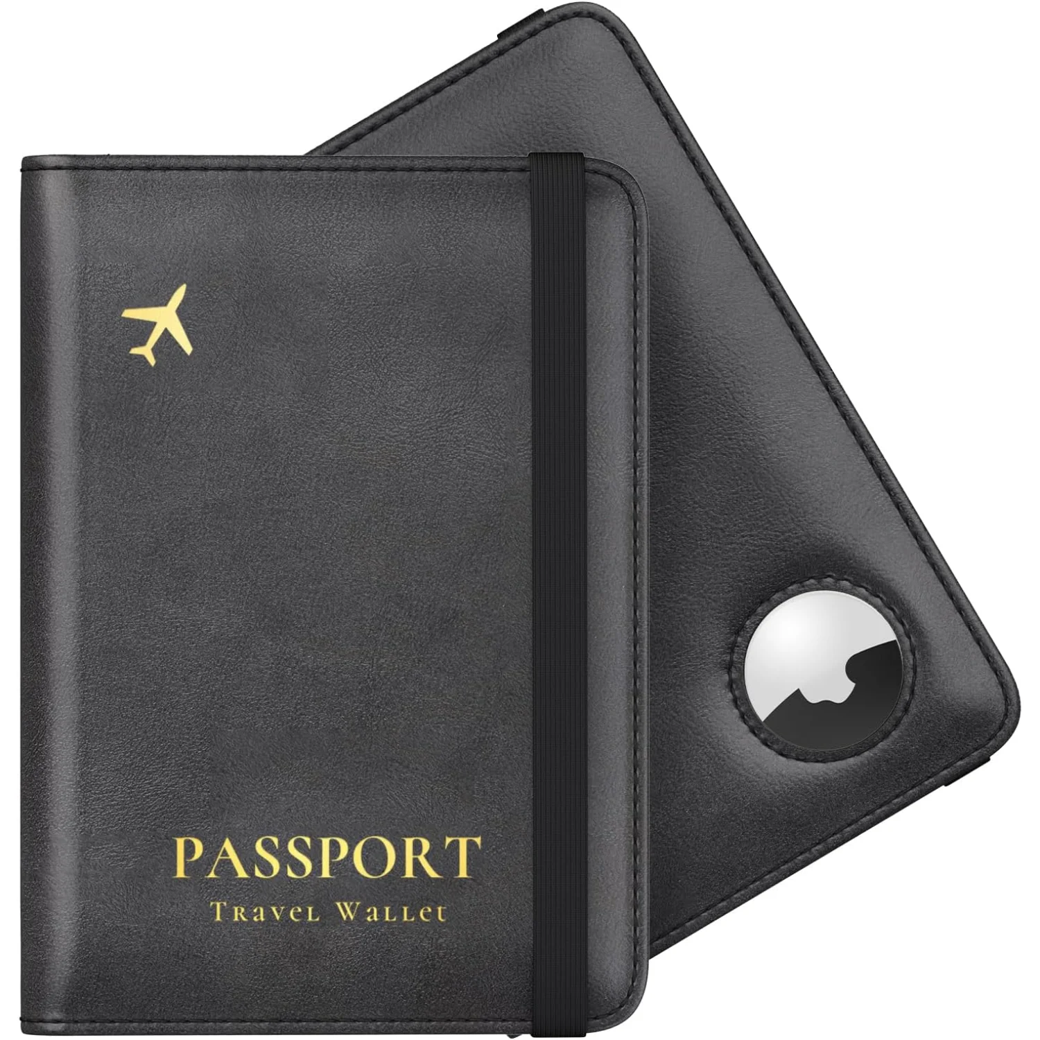 Passport Holder with Airtag Slot, Airtag Passport Wallet for Men, Slim Leather Passport Holder Case Family for Travel Anti-Lost,