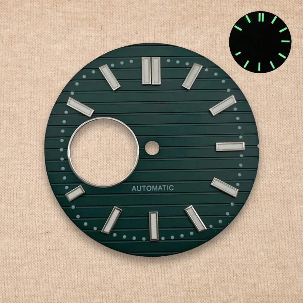 30.5 مللي متر S شعار نوتيلوس قرص مجوف أخضر مضيء مناسب لحركة NH38 ساعة عالية الجودة تعديل إصلاح الملحقات #6
