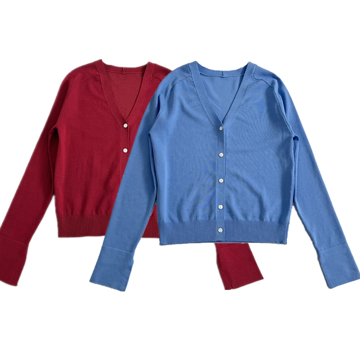 

Dave&Di Minimalist Blue Single-breasted Knitted Jacket Fashionable Commuting Casual Autumn Cardigan Sweater For Women Top